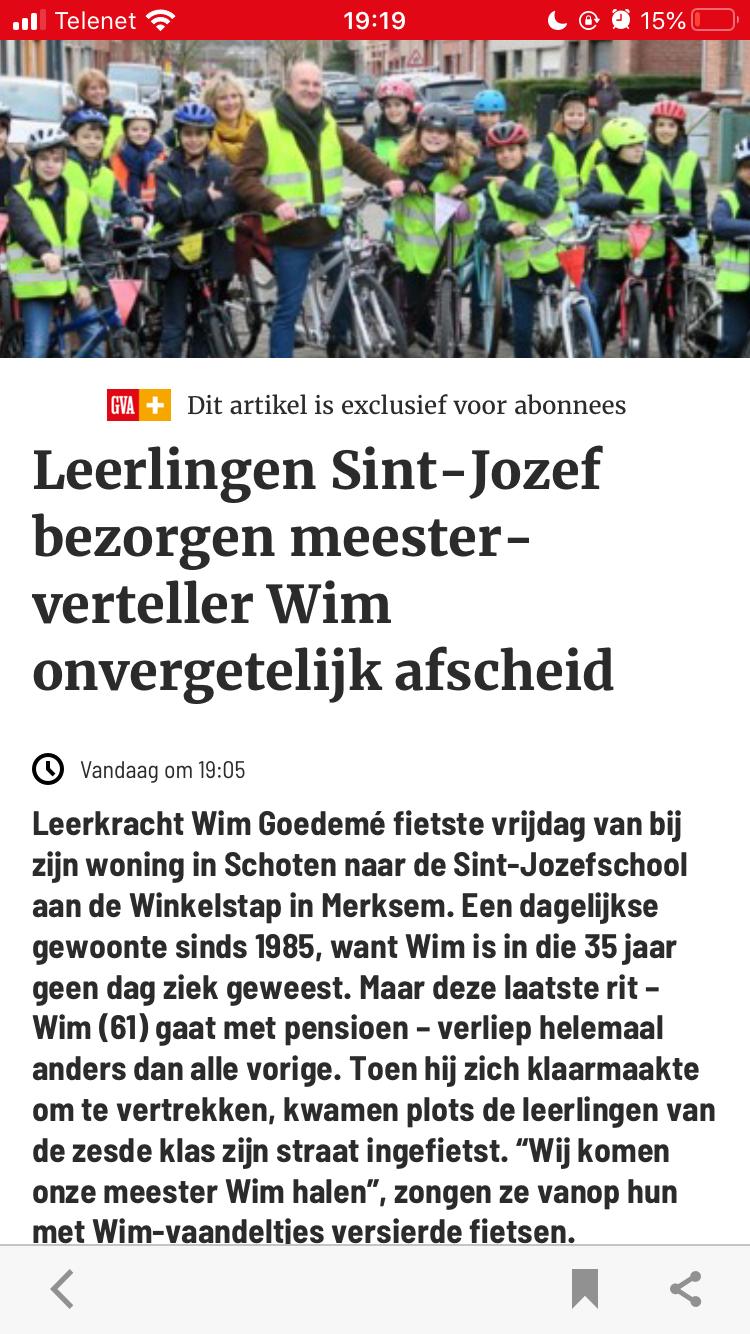 Meester Wim Is Op Pensioen ! – Basisschool Sint-Jozef Merksem